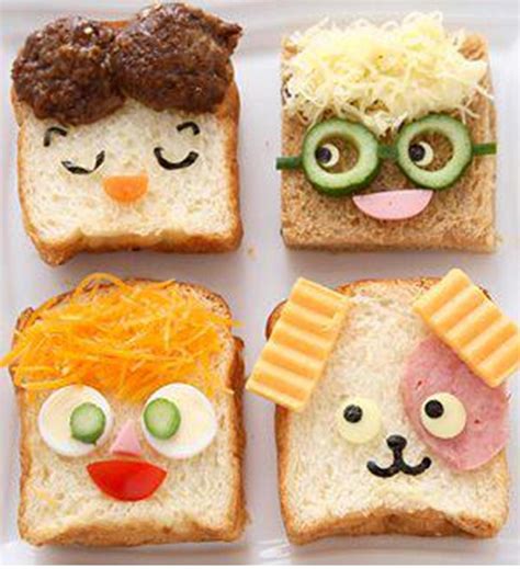 Fun Sandwich Faces Receitas Receitas Divertidas Lanches Infantis
