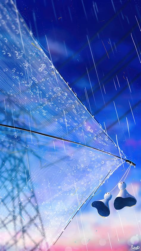 Free Download 322902 Anime Sky Raining Umbrella 4k Phone Hd Wallpapers