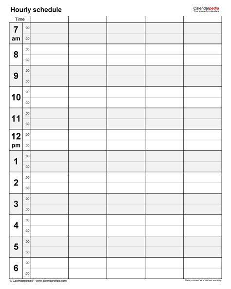 Hourly Schedules In Microsoft Excel Format 20 Templates