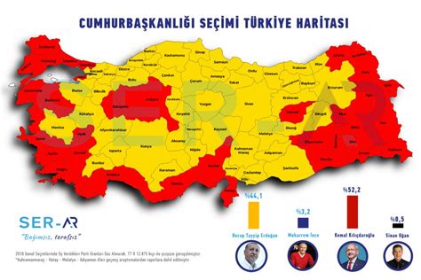 Ser Ar dan anket Cumhurbaşkanlığı Seçimi Türkiye Haritası