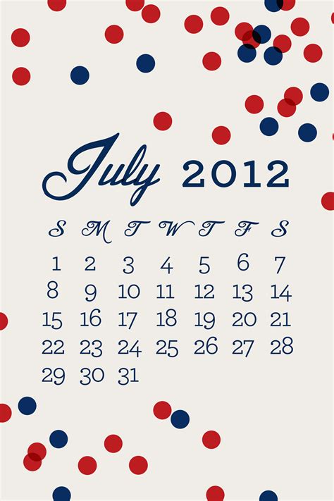 July Iphone Calendar Sarah Hearts