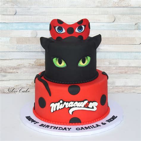 miraculous ladybug and cat noir birthday cake