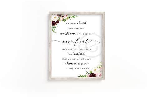 Lds Printable Wall Art We Must Cherish One Another By Lucy Mack Smith Floral Instant Download