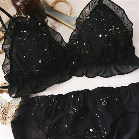 2020 hot underwear starry women bra set printing full lace triangle cup wire free lovely girl