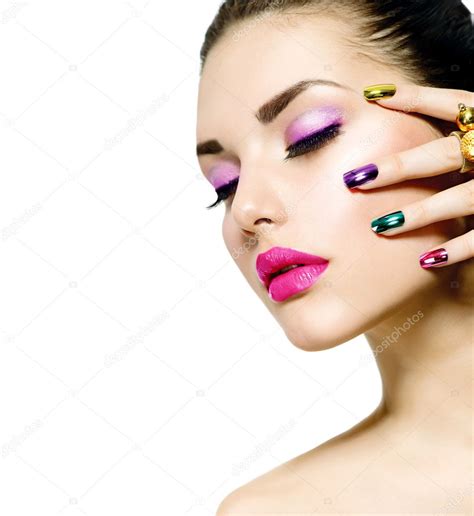 Fashion Beauty Manicure And Make Up Nail Art — Stock Photo