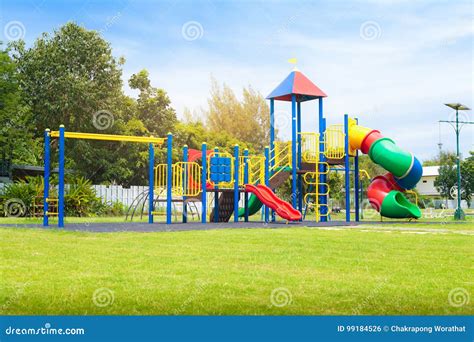 Colorful Playground On Yard In The Park Stock Photo Image Of
