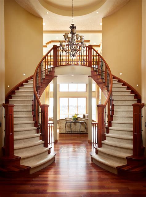 double curved stairs - Traditional - Entry - Edmonton - by Specialized Stair and Rail | Houzz