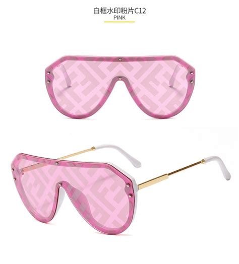 Oversized F Letters Tint Aviator One Piece Sunglasses