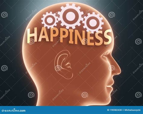 Happiness Inside Human Mind Pictured As Word Happiness Inside A Head