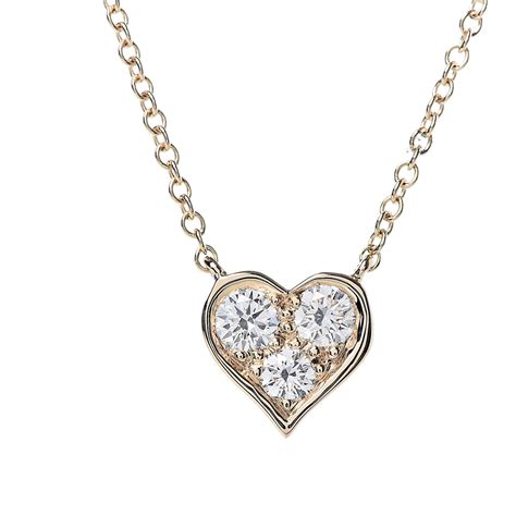 Tiffany 18k Yellow Gold Diamond Heart Pendant Necklace 494350