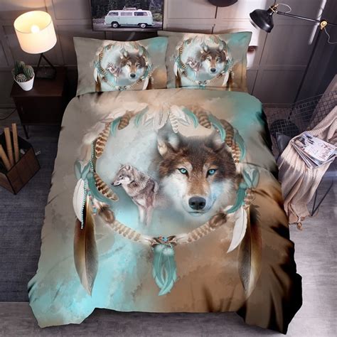 23pcs 3d Wolf Pattern Bed Sheet Set Duvet Cover Pillowcases Polyester And Cotton Bedding Cover
