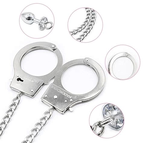 Handcuff Anal Butt Plug Bondage Metal Restraint Fetish Sm Bdsm Sex Toys