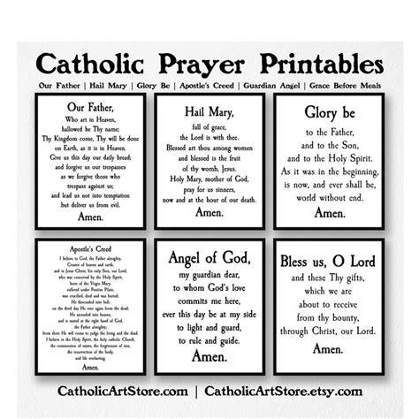 Catholic Prayer Printable 6 Pack Our Father Hail Mary Glory Be