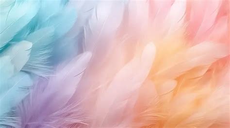 Pastel Colored Fluffy Bird Feathers Abstract Background Texture