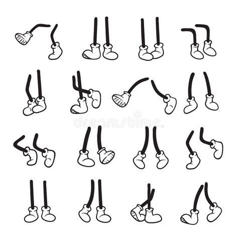 Cartoon Legs Set Funny Cute Comic Drawing Stock Vector Illustration