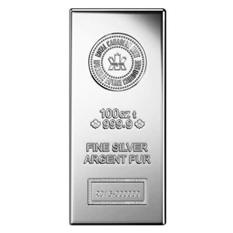 100 Oz Royal Canadian Mint Rcm 9999 Fine Silver Bar Ebay