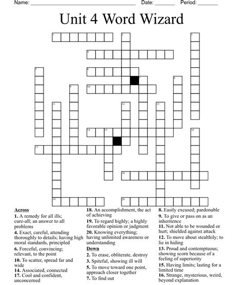 Unit 4 Word Wizard Crossword - WordMint