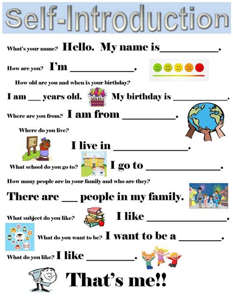 Introduce Yourself Worksheet Free Esl Printable Introducing Yourself