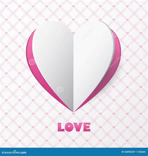 Paper Heart Love Card Template For Design Greeting Card Weddin