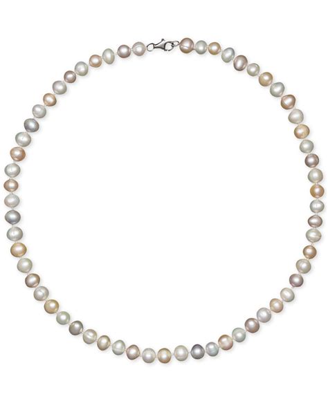 Lyst Macy S Cultured Freshwater Pearl Strand Necklace Mm In