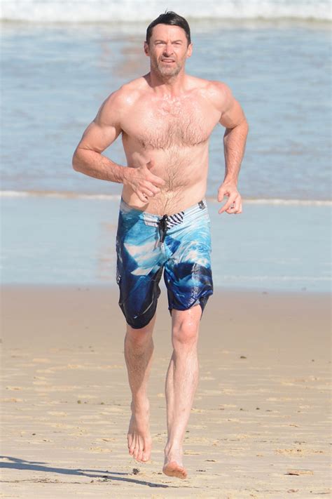 Hugh Jackman Looks Buff Going For Shirtless Swim In The Hamptons
