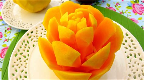 How To Cut A Mango Into Rose Flower Great Mango Cutting Style Fruit Carving Garnish Party