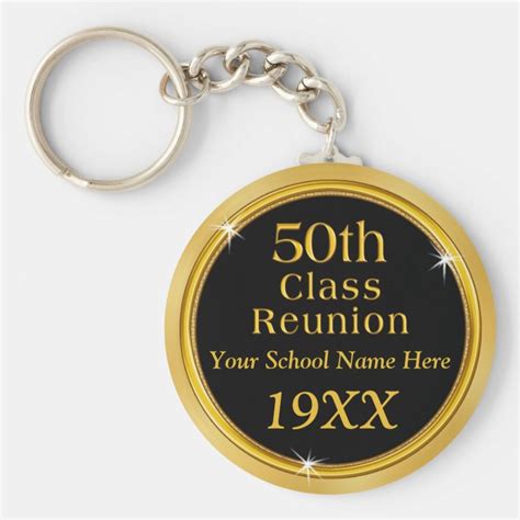 Black Gold Cheap 50th Class Reunion Party Favors Keychain