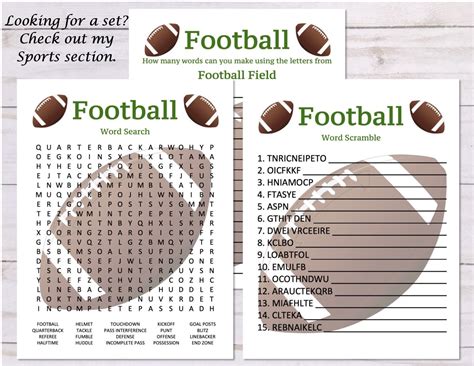 Football Word Scramble Game Football Party Game Printable Etsy