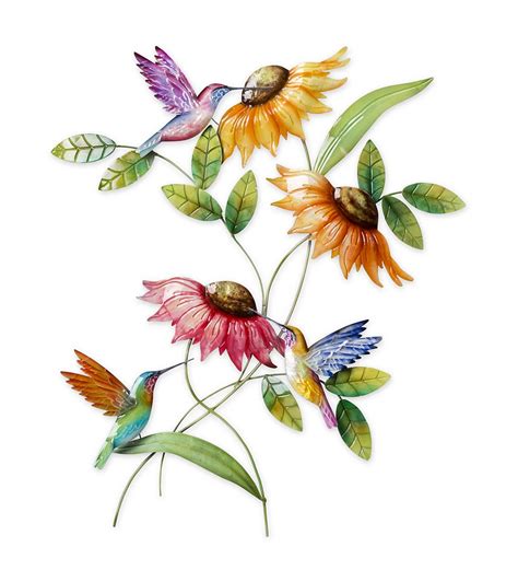 hummingbird and sunflower metal wall art wind and weather