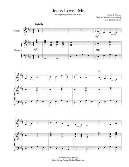 Jesus Loves Me For Beginning Violin With Optional Piano Accompaniment