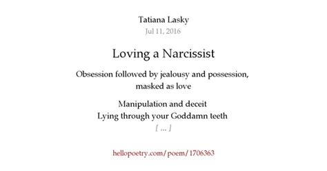 Loving A Narcissist By Tatiana Lasky Hello Poetry