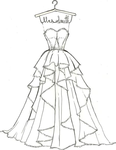 Drawing of 5 different dresses for kids and girls. Dress coloring pages to download and print for free