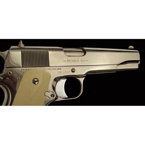 Colt 1991a1 Government 45 Acp Caliber Pistol Bright Nickel Finish