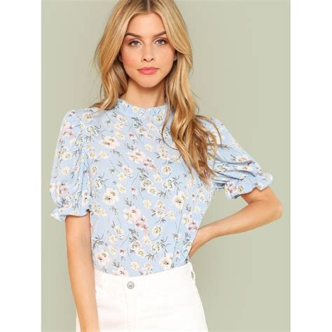 fashiontage blue short sleeve blouse 727991746621