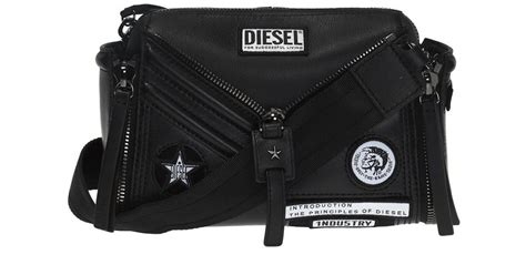 Diesel Leather Le Zipper Shoulder Bag In Black Lyst