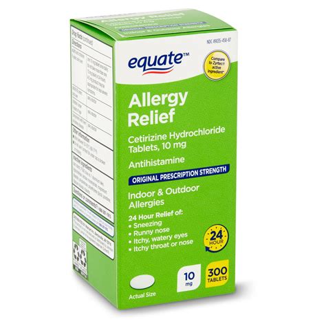 Equate Cetirizine Allergy Relief Tablets 10 Mg 300 Count