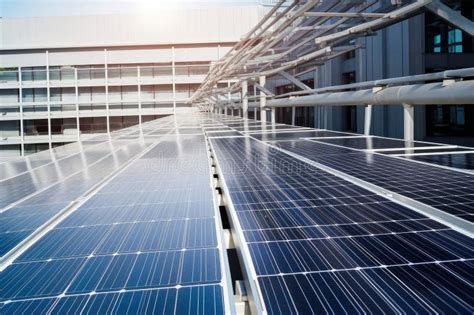 Solar Panel Installation In Modern Office Building Stock Image Image