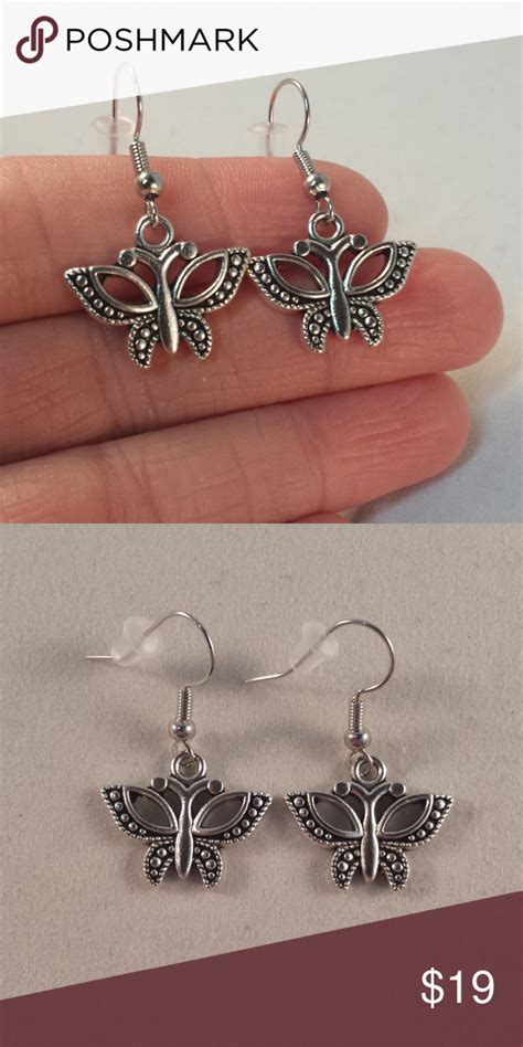 Silver Butterfly Dangle Earrings Hypoallergenic Hk Dangle Earrings
