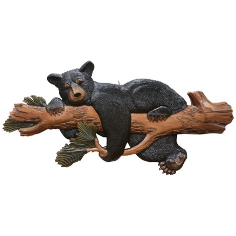 Check out our black bear retreat cabin rugs, or our entire cabin rug collection for your favorite black bear rug! Sleepy Bear Carved Wood Wall Art
