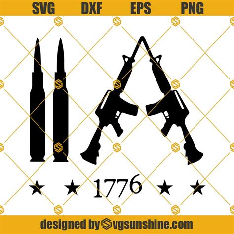 2a Design 2nd Amendment 1776 Svg Png Dxf Eps Files For Silhouette Gun