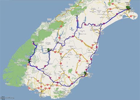 New Zealand Map South Island Road Map
