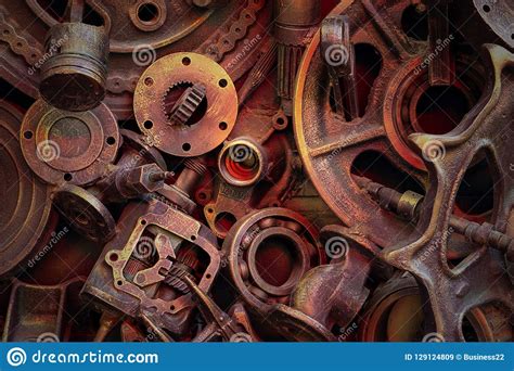 Steampunk Texture Backgroung With Mechanical Parts Gear Wheels Stock