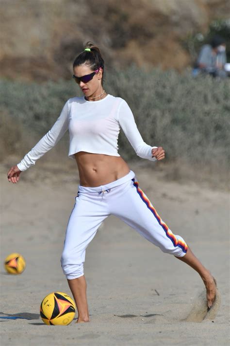 Alessandra Ambrosio Playing Beach Volleyball On The Beach In Santa