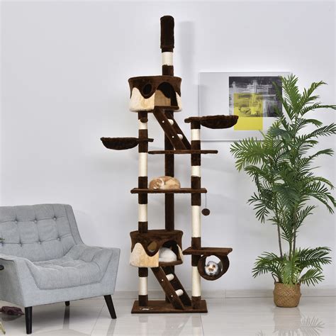 Give your cat a safe space of their own with the floor to ceiling cat tree with multiple level perches that are high enough for them to feel secure while they watch over their domain. 94"-102" Huge Cat Tree Ceiling High Cat Condo Scratching ...