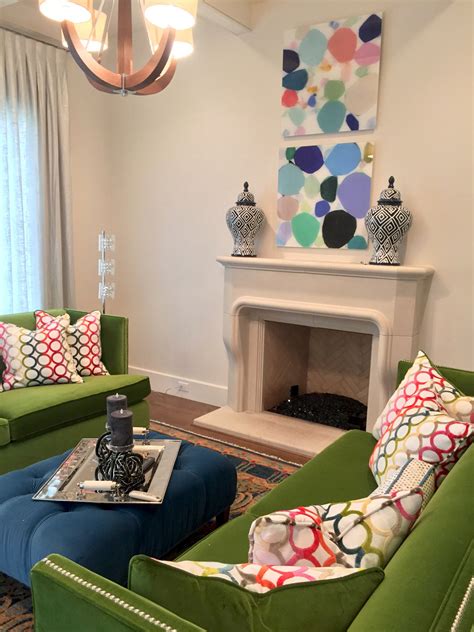 Colorful Eclectic Living Room Fireplace Palmer Davis Design Llc