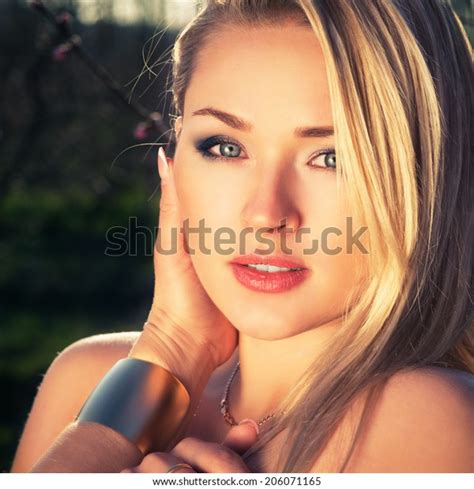 Sensual Portrait Spring Woman Beautiful Face Stock Photo 206071165