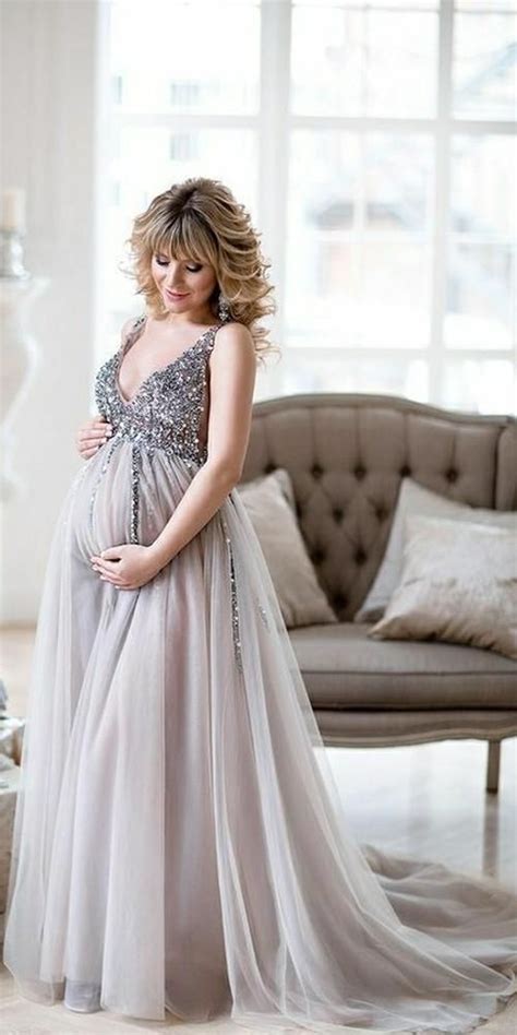 Sparkly Beaded Tulle Maternity Prom Dress 2019 Custom Made Beadings Evening Party Dress Fashion