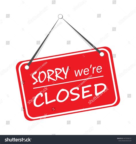 Red Sign Sorry We Closed Isolated Stock Vector Royalty Free