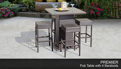 Premier Pub Table Set With Backless Barstools 5 Piece Outdoor Wicker