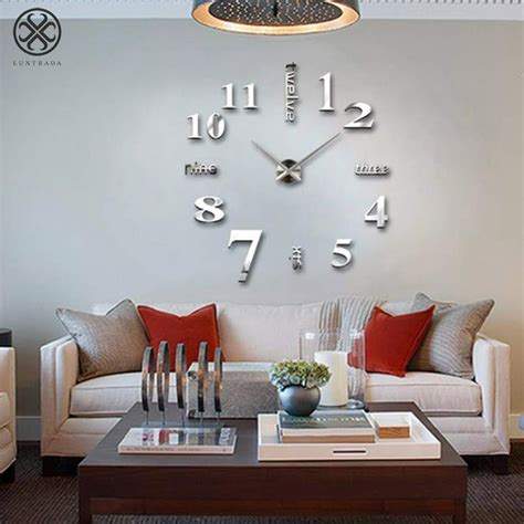 Luxtrada Frameless Wall Clock Large Modern 3d Mirror Wall Clock Mute